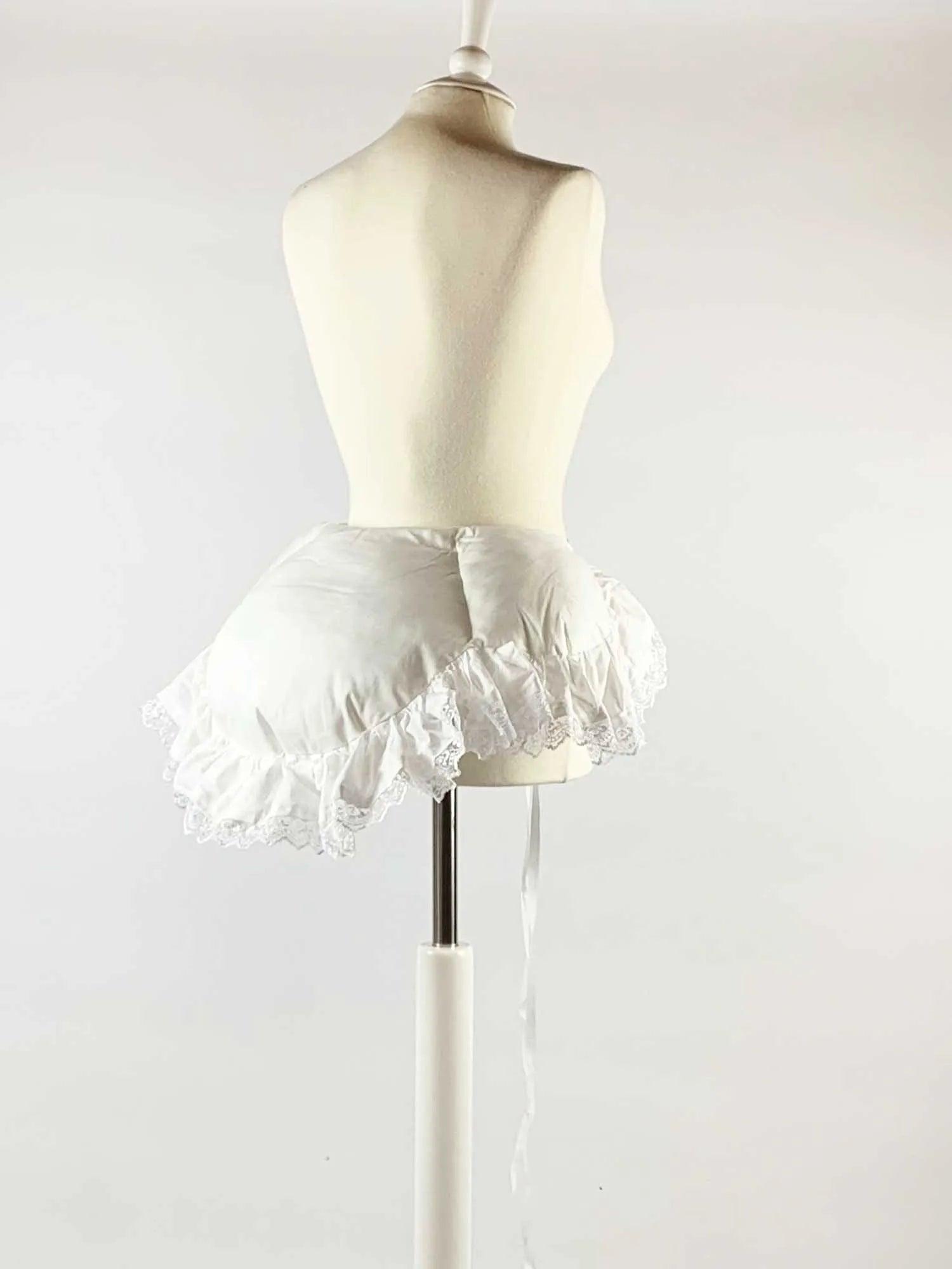 Bustle Pad in White Cotton with Ruffles - Atelier Serraspina