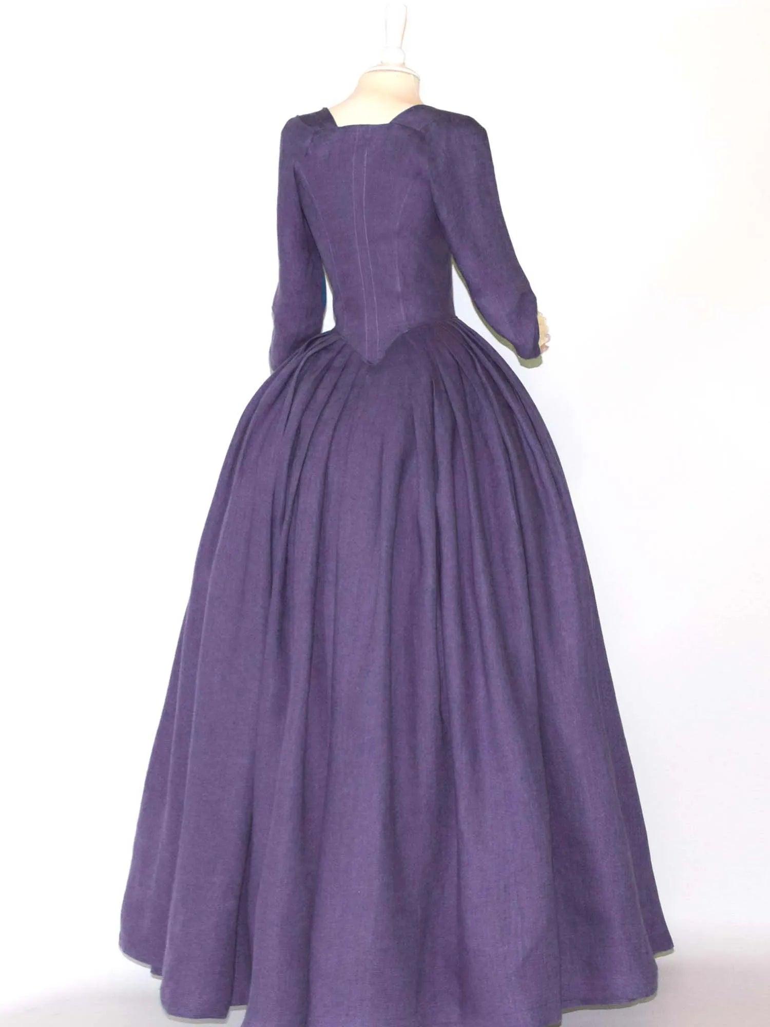 18th Century Overdress in Purple Linen &amp; Skirt - Atelier Serraspina
