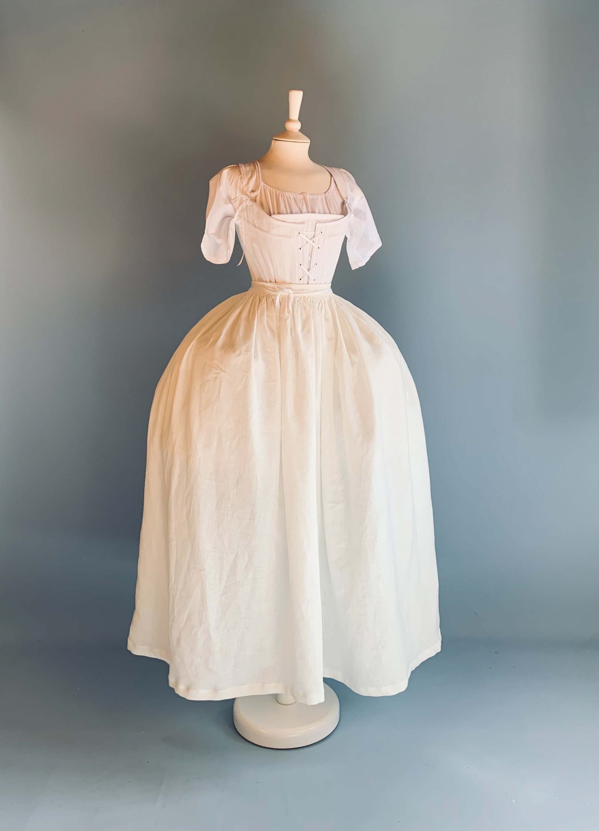 18th-Century Skirt in White Linen - Atelier Serraspina Handcrafted Historical Costumes