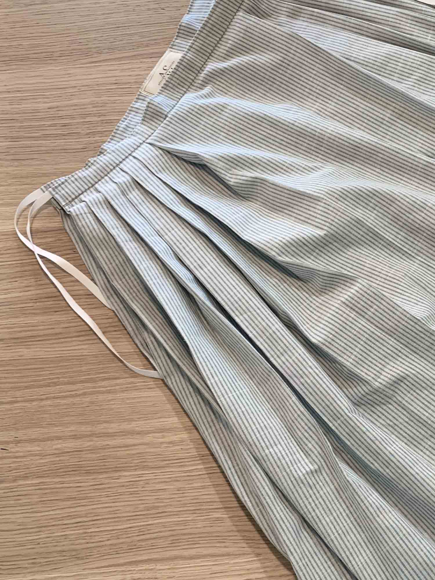 18th-Century Petticoat in Blue Stripes Cotton - Atelier Serraspina