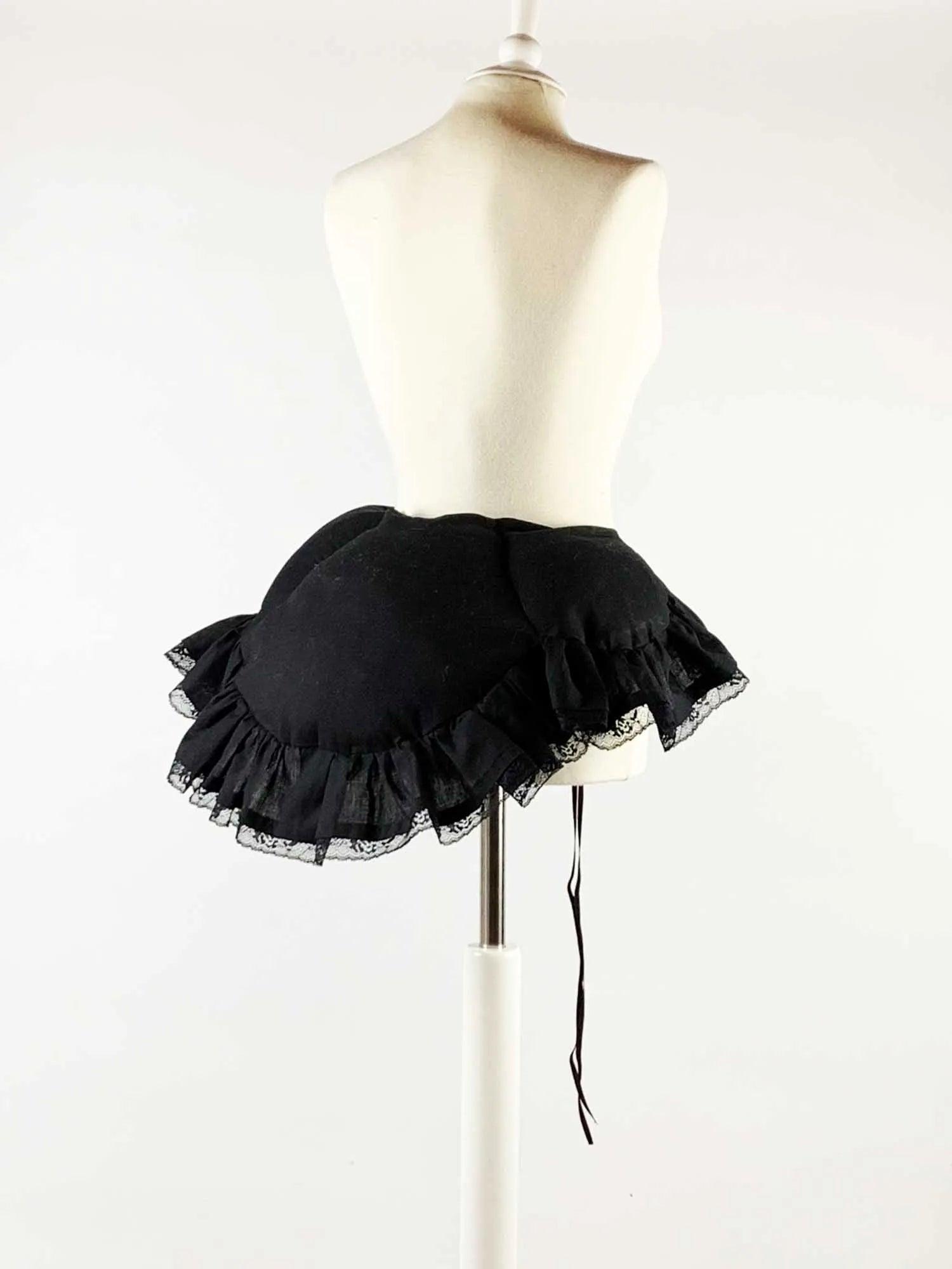 Bustle Pad in Black Cotton with Ruffles - Atelier Serraspina