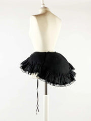 Bustle Pad in Black Cotton with Ruffles - Historical Undergarments - Atelier Serraspina