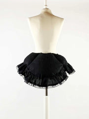 Bustle Pad in Black Cotton with Ruffles - Historical Undergarments - Atelier Serraspina