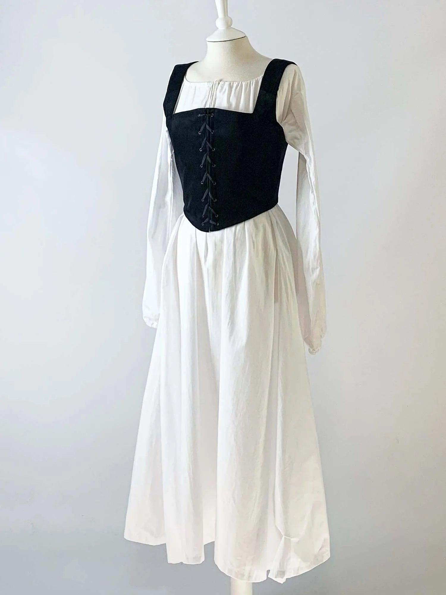 ANN, Renaissance Corset in Black Velvet or Linen - Atelier Serraspina
