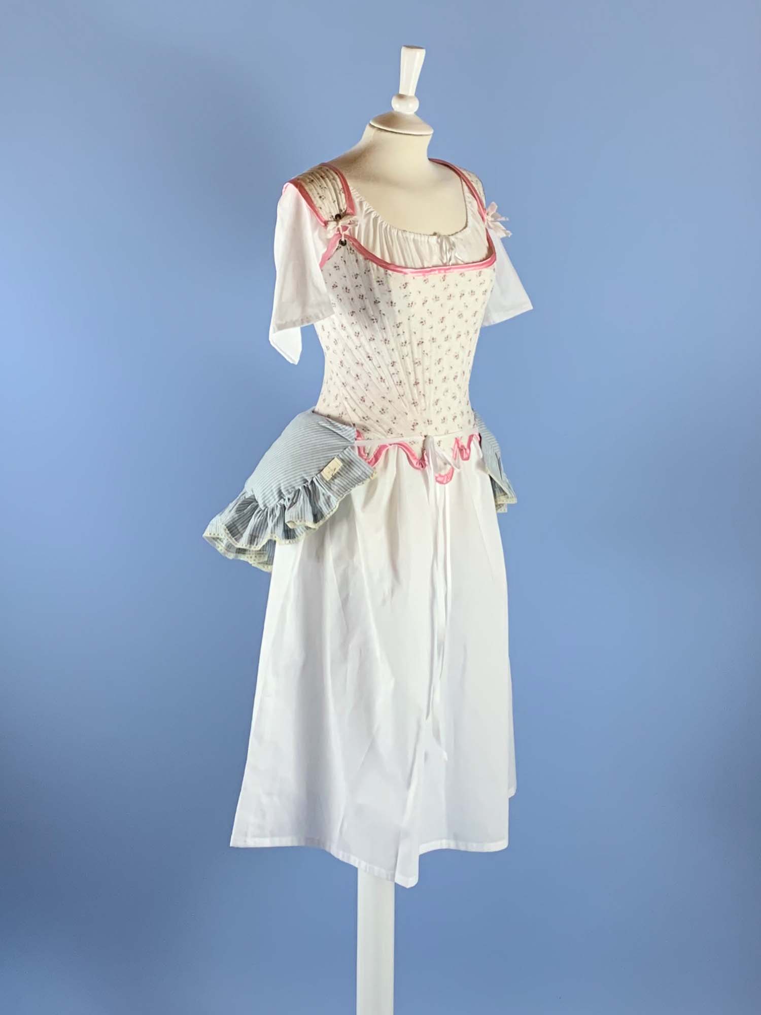 Bustle Pad in Blue Cotton with Ruffles - Atelier Serraspina