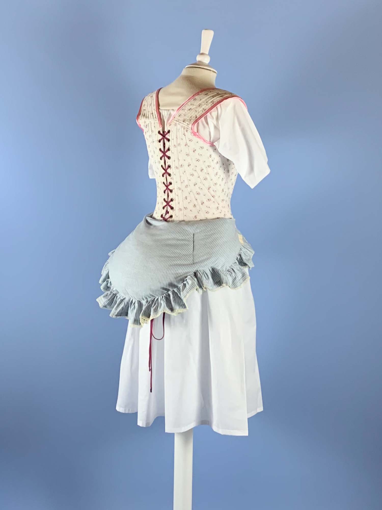 Bustle Pad in Blue Cotton with Ruffles - Atelier Serraspina