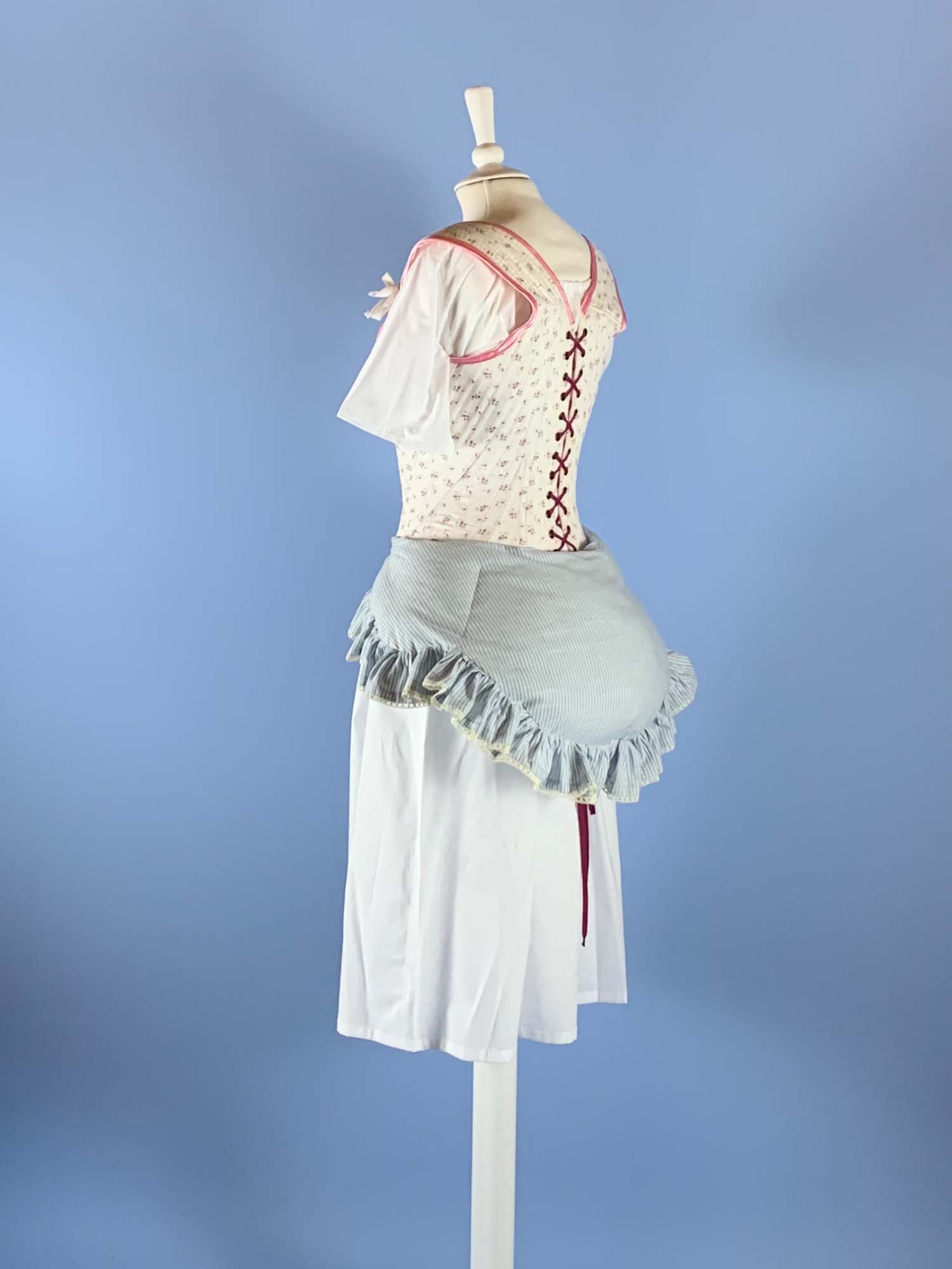 Bustle Pad in Blue Cotton with Ruffles - Atelier Serraspina