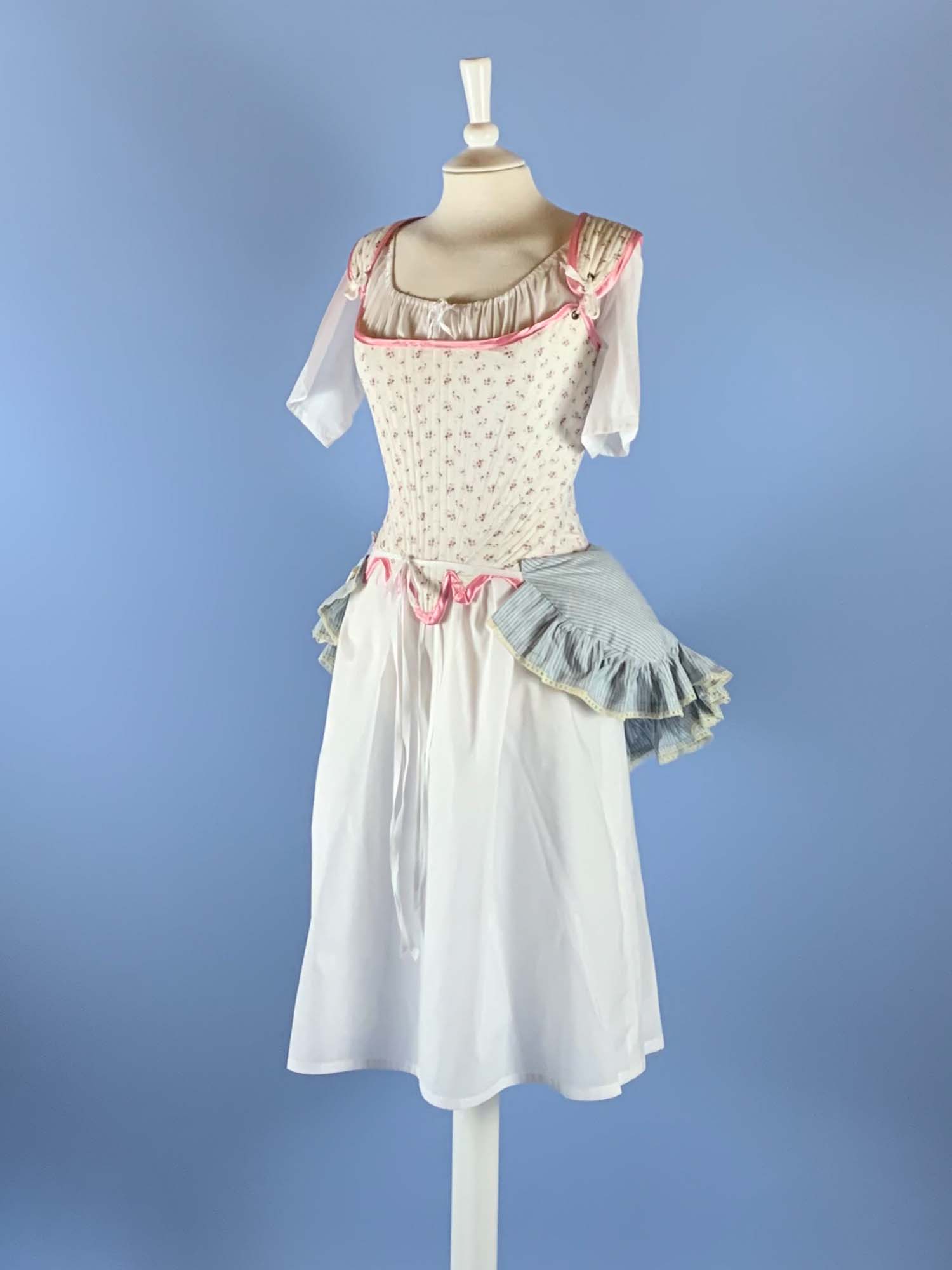 Bustle Pad in Blue Cotton with Ruffles - Atelier Serraspina