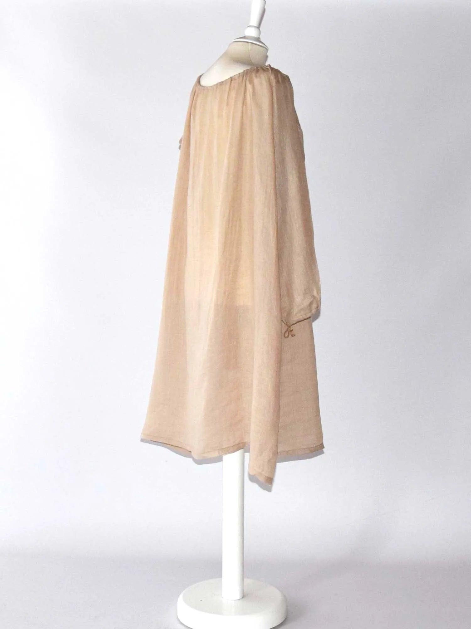 Renaissance Chemise in Sand Linen Gauze - Atelier Serraspina