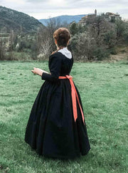 Chemise a la Reine in Black Cotton or Silk - Handcrafted Historical Costumes - Atelier Serraspina
