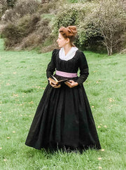 Chemise a la Reine in Black Cotton or Silk - Handcrafted Historical Costumes - Atelier Serraspina