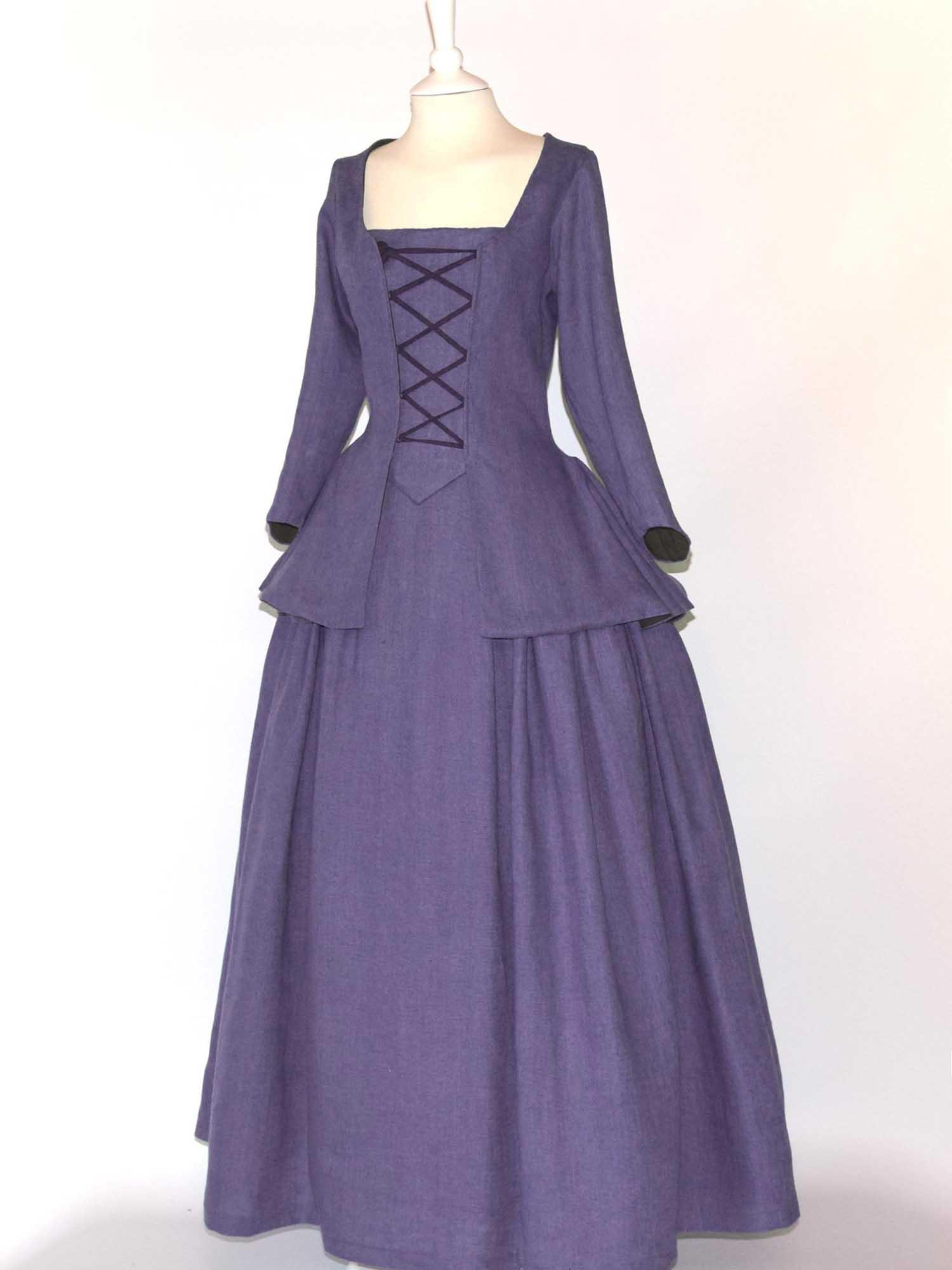 JANET, Colonial Costume in Plum Purple Linen - Atelier Serraspina