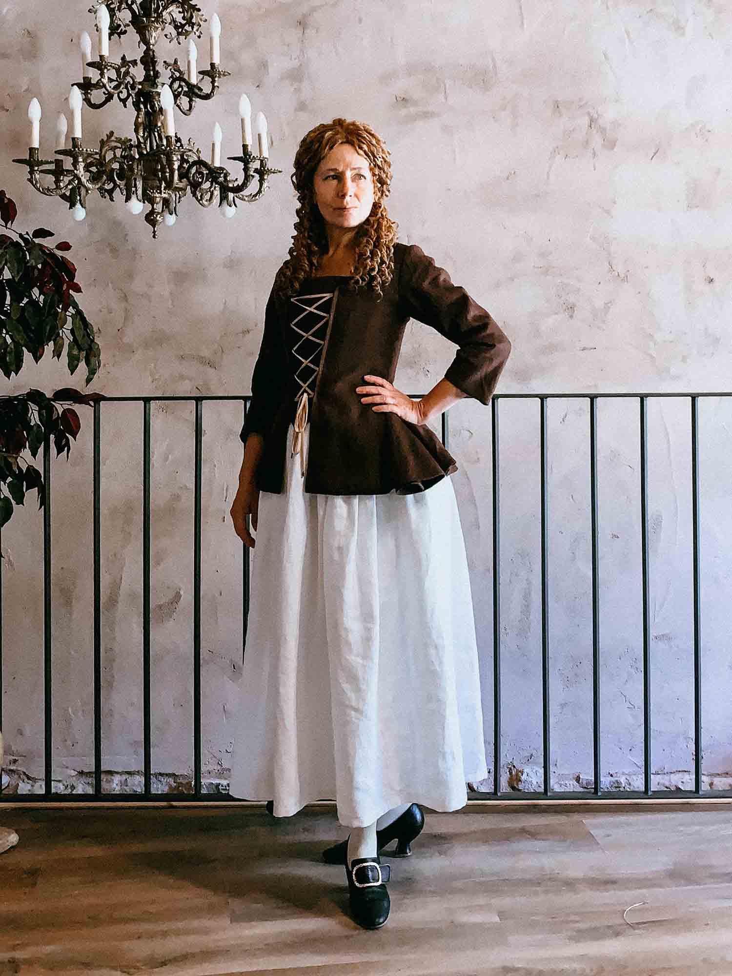 JANET, Colonial Jacket in Chocolate Linen - Atelier Serraspina