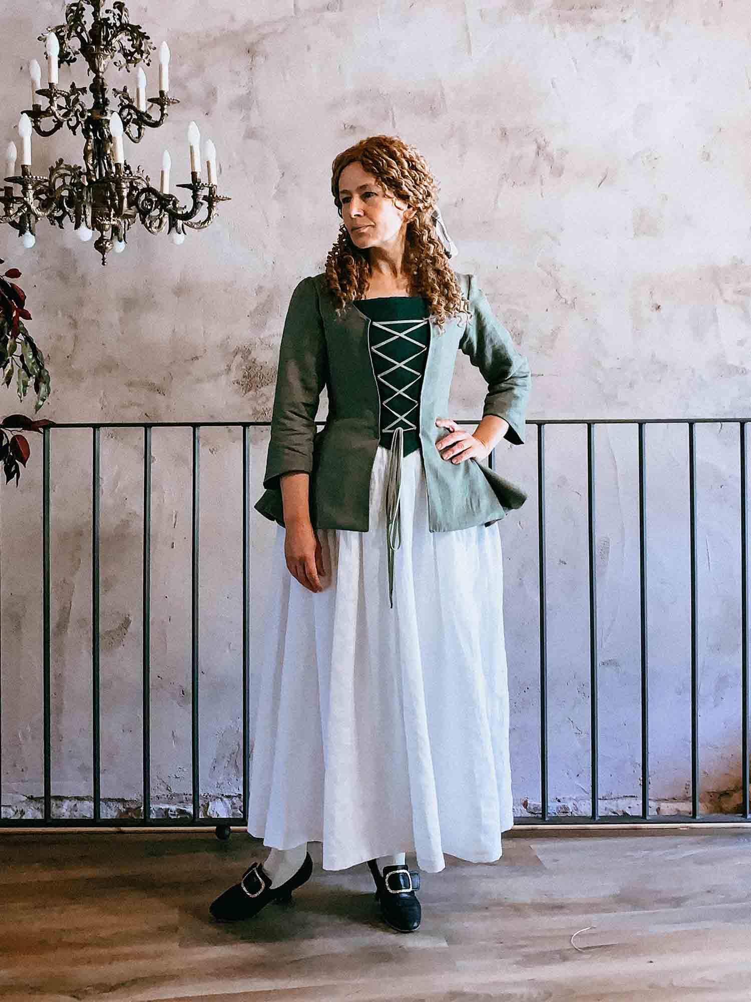 JANET, Colonial Jacket in Sage Green Linen - Atelier Serraspina