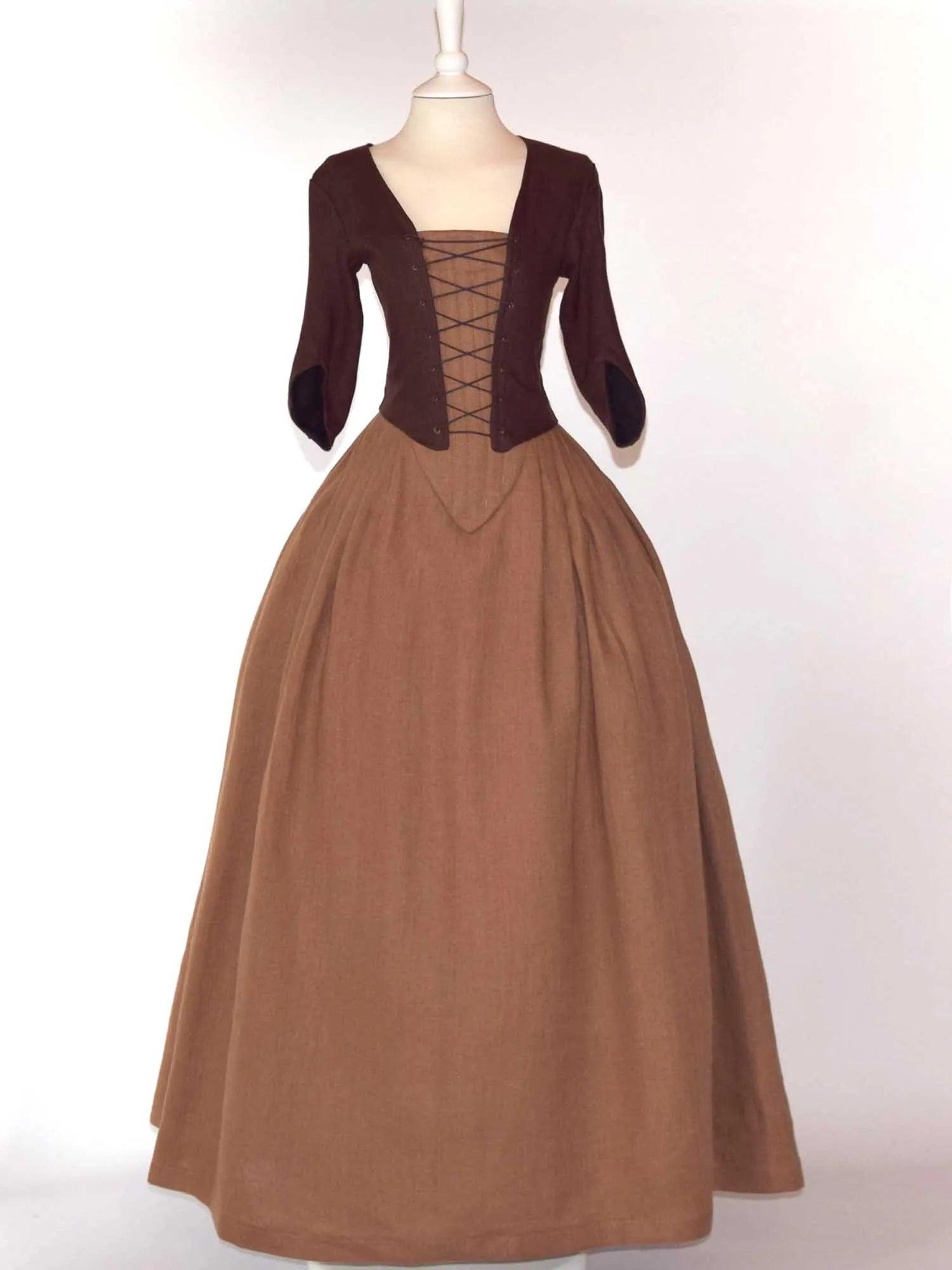 Historical Costume in Chocolate & Toffee Linen - Atelier Serraspina