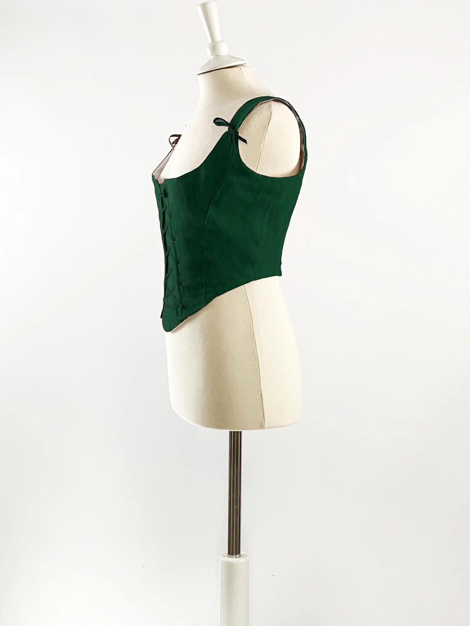 Renaissance Corset in Dark Green Linen – Atelier Serraspina ...