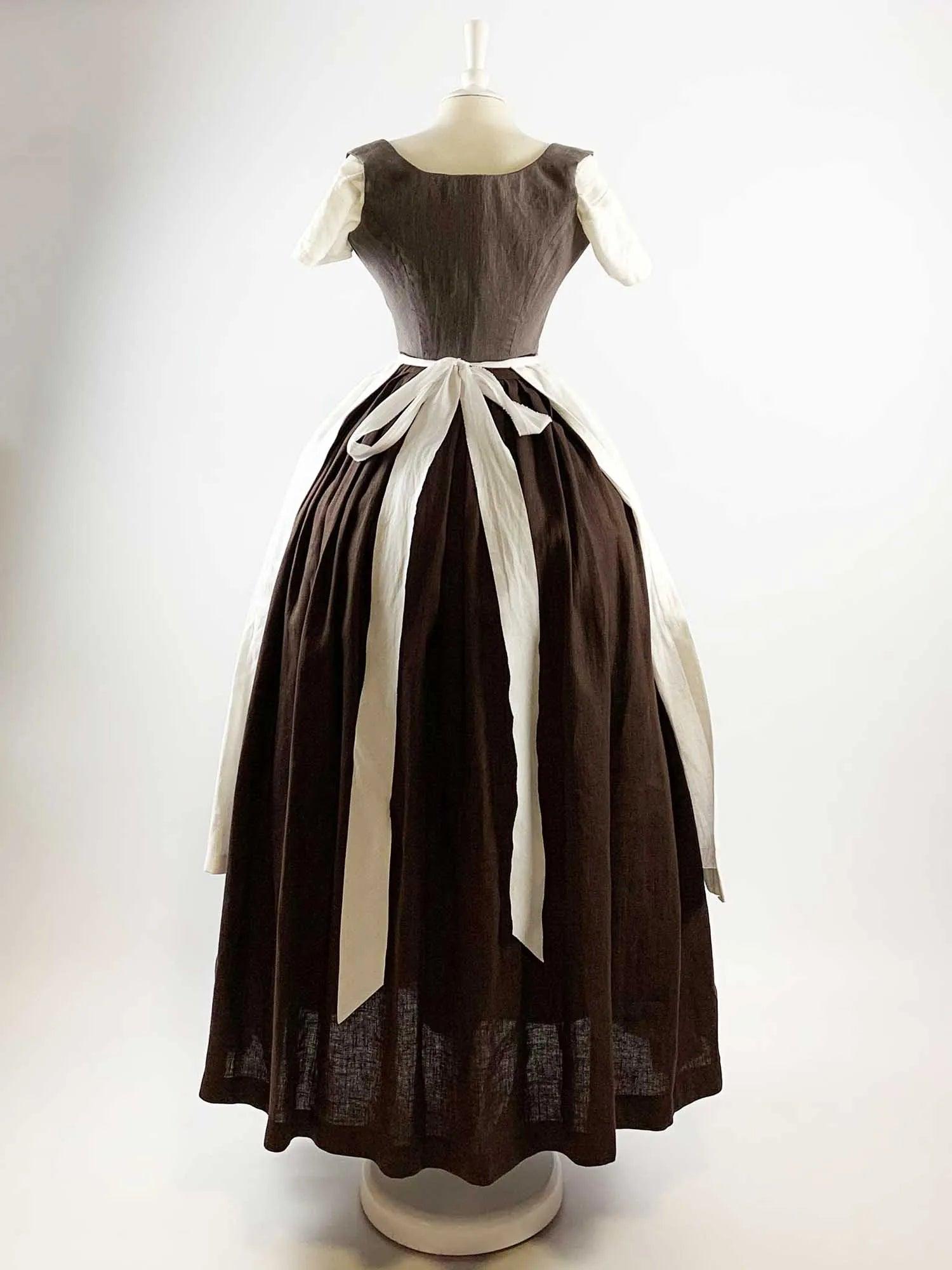 ISOLDE, Renaissance Costume in Brown Gray &amp; Chocolate Linen - Atelier Serraspina - Costume Renaissance en Lin Marron-Gris &amp; Chocolat