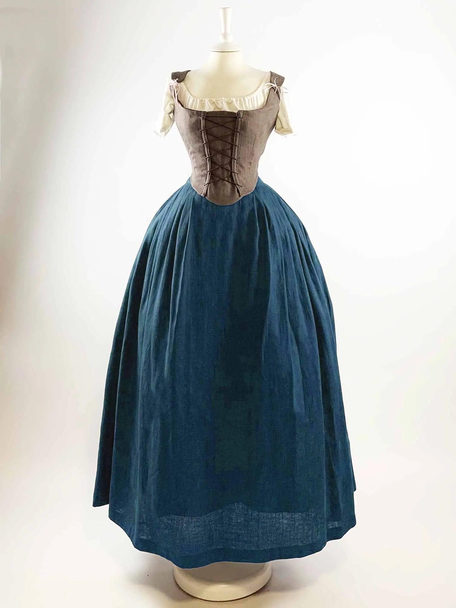ISOLDE, Renaissance Costume in Brown Gray & Ocean Blue Linen – Atelier  Serraspina