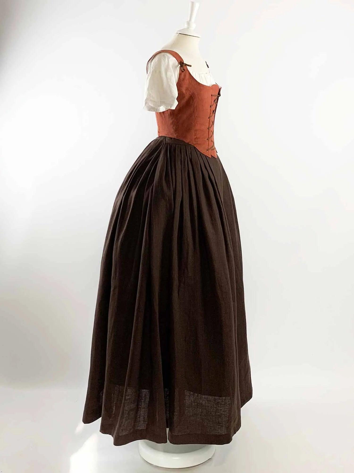 ISOLDE, Renaissance Costume in Rust Orange &amp; Chocolate Linen - Atelier Serraspina