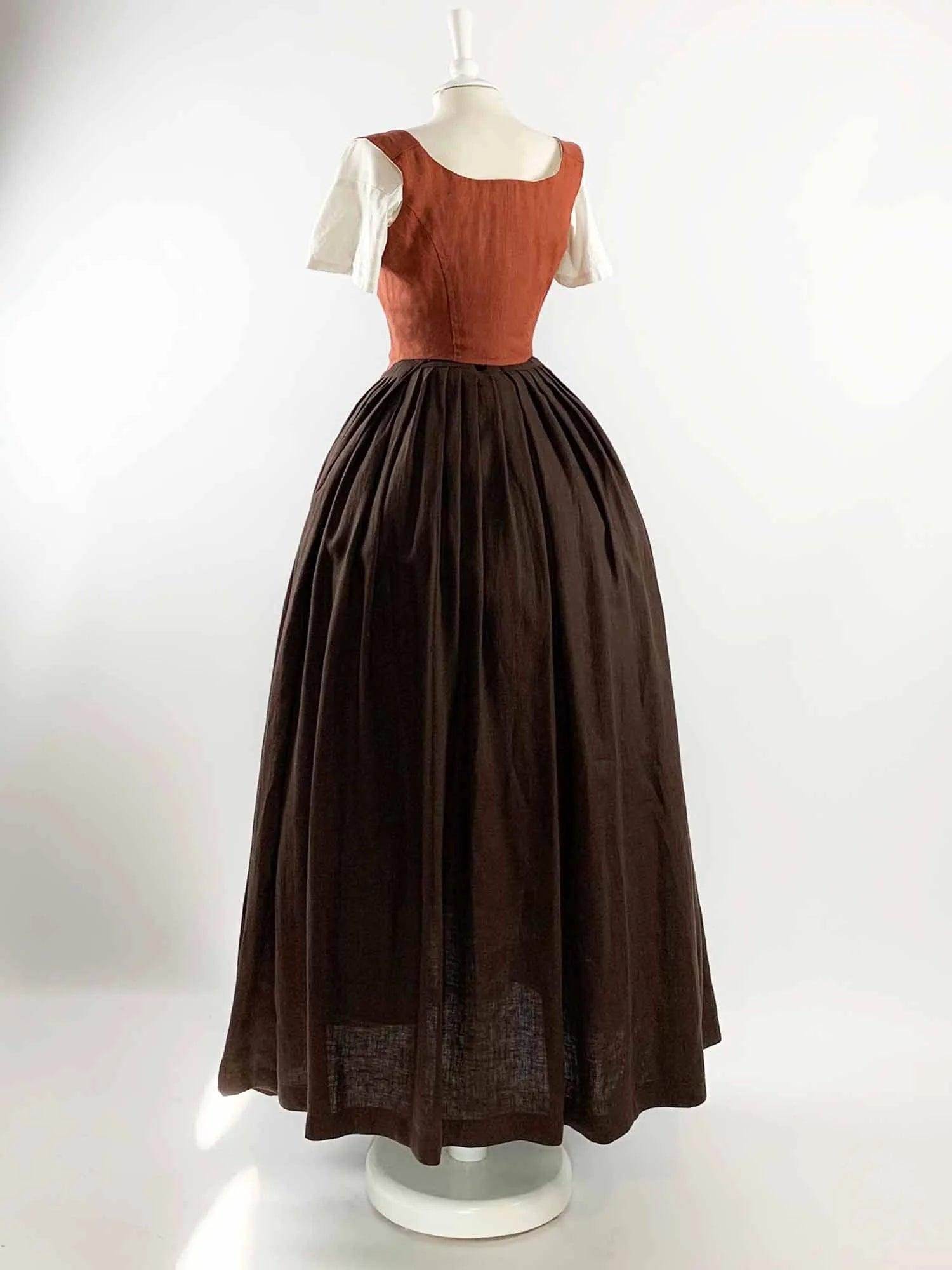 ISOLDE, Renaissance Costume in Rust Orange &amp; Chocolate Linen - Atelier Serraspina