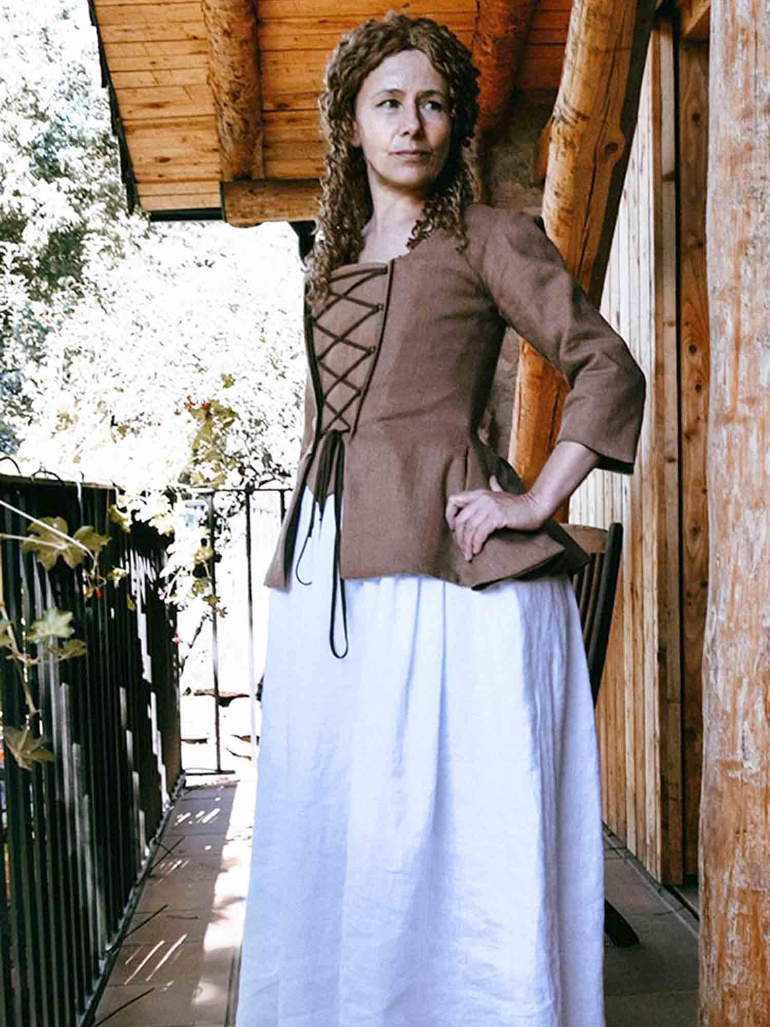JANET, Colonial Jacket in Toffee Linen - Atelier Serraspina