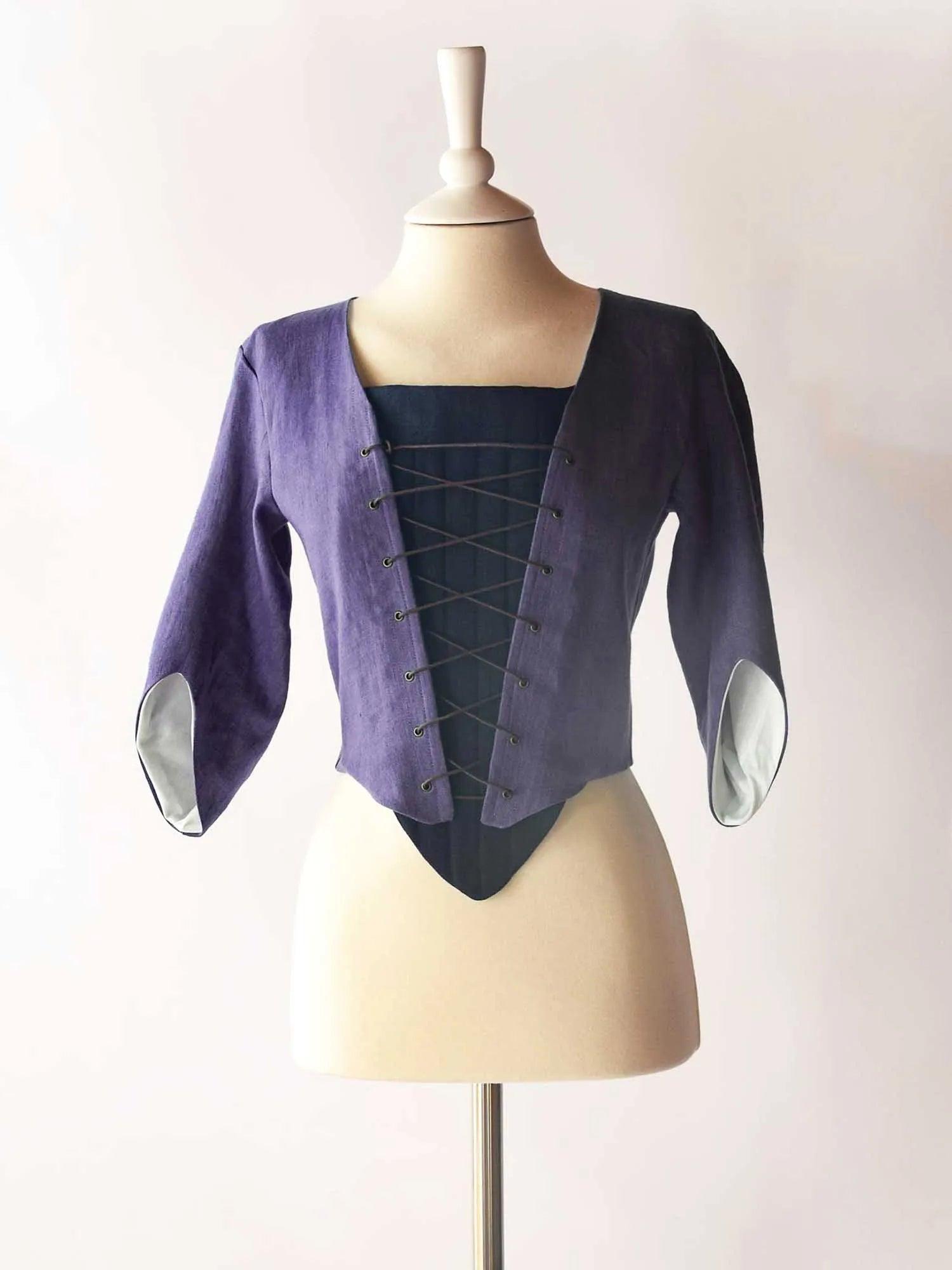 Lace-Up Bodice in Plum Purple Linen - Atelier Serraspina