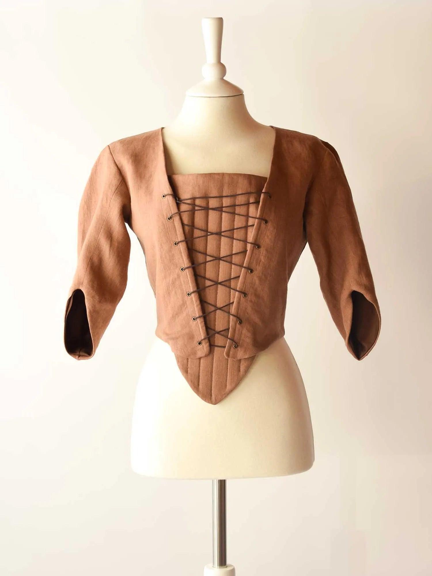 Lace-Up Bodice in Toffee Linen - Atelier Serraspina