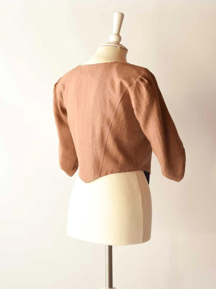 Lace Up Bodice in Toffee Linen