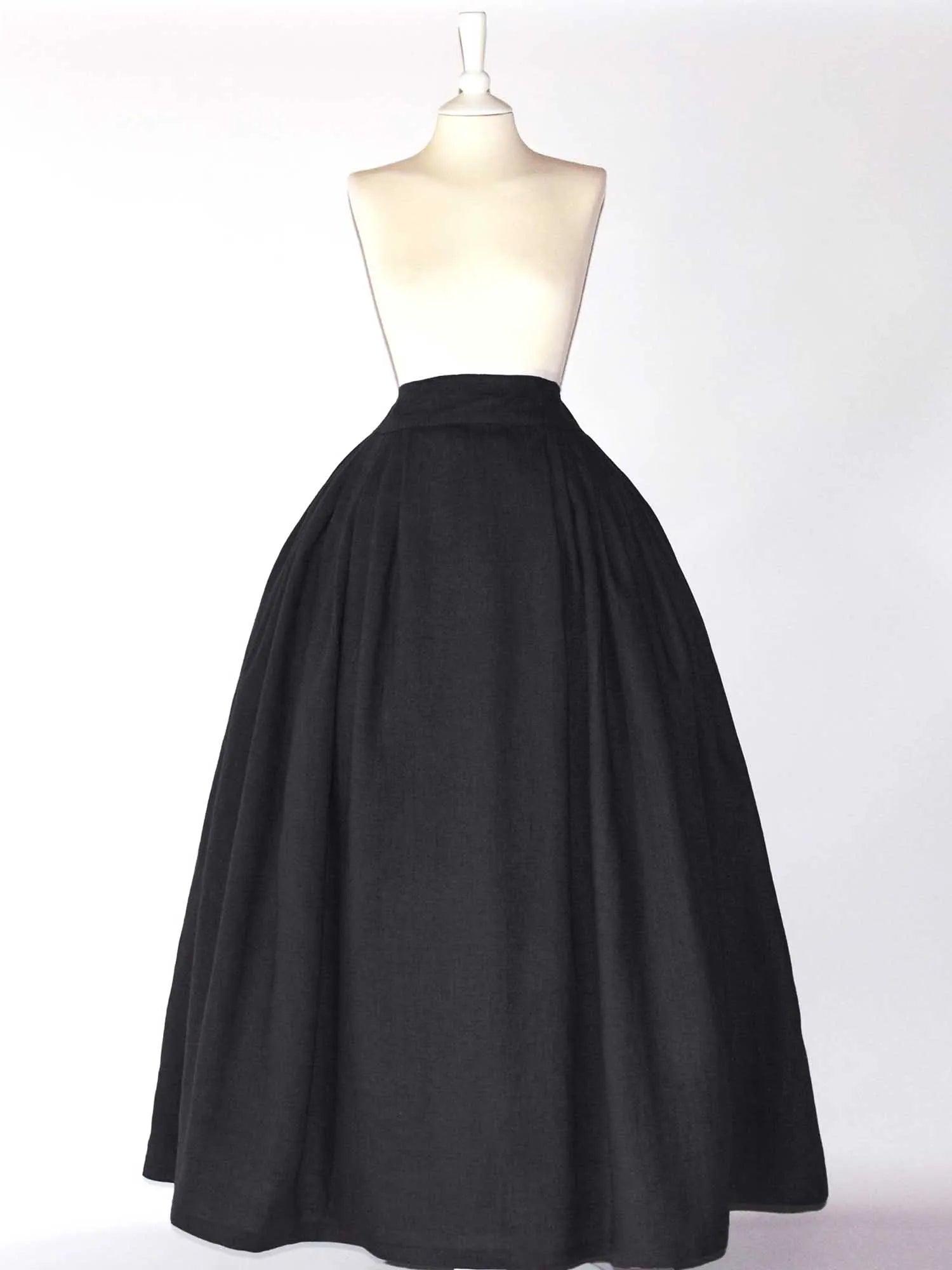 HELOISE, Historical Skirt in Black Linen - Atelier Serraspina