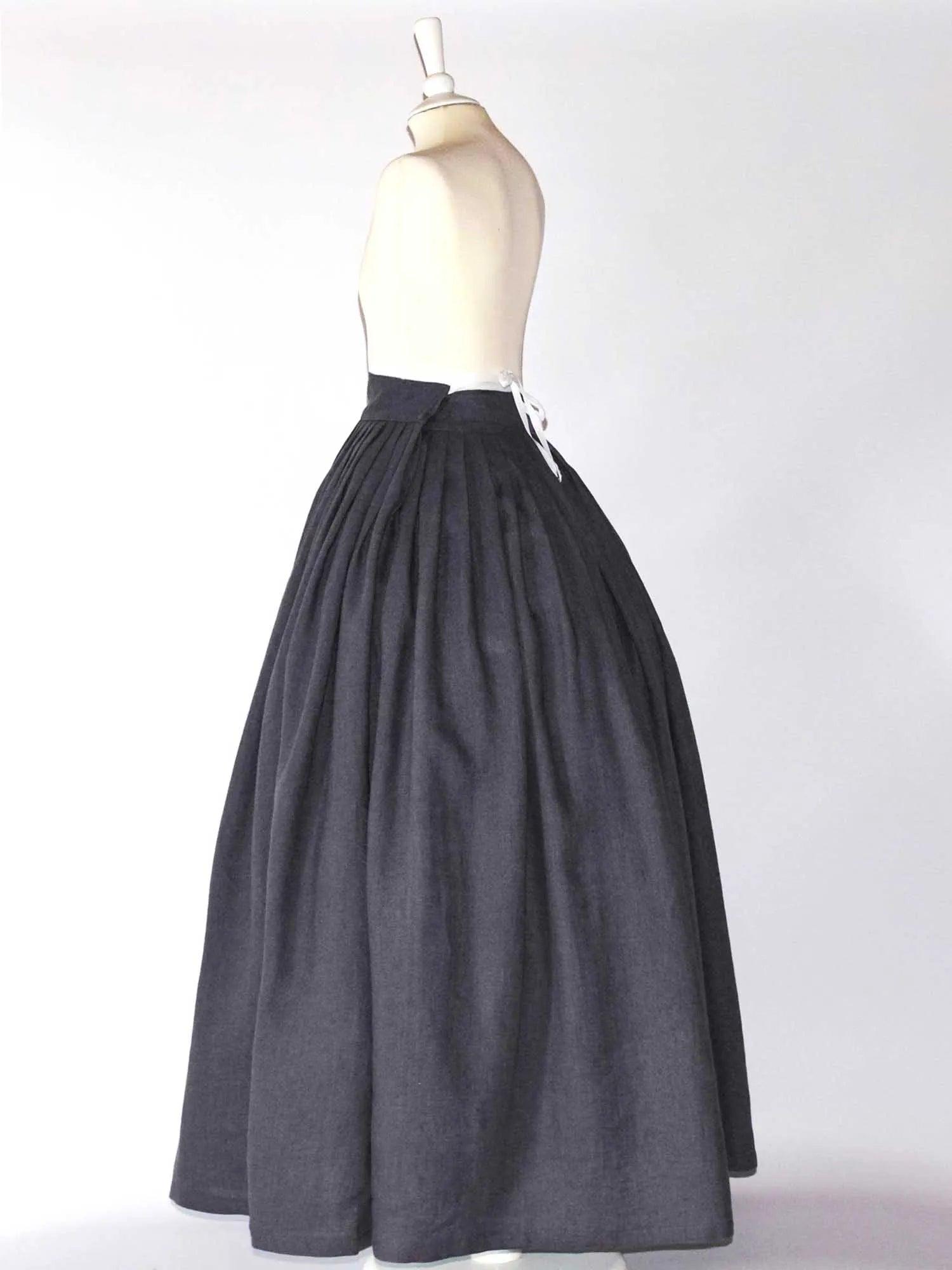 HELOISE, Historical Skirt in Dark Gray Linen - Atelier Serraspina
