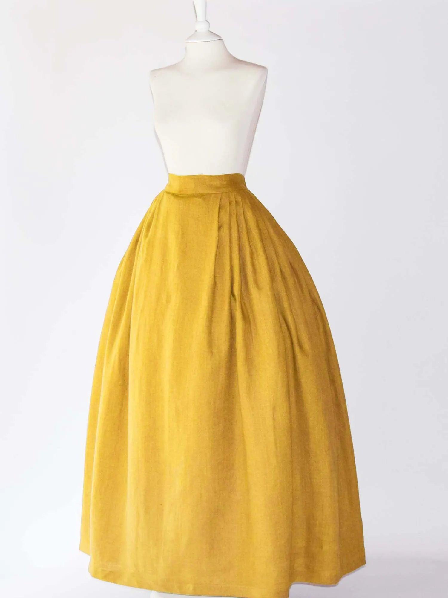 HELOISE, Historical Skirt in Mango Linen - Atelier Serraspina
