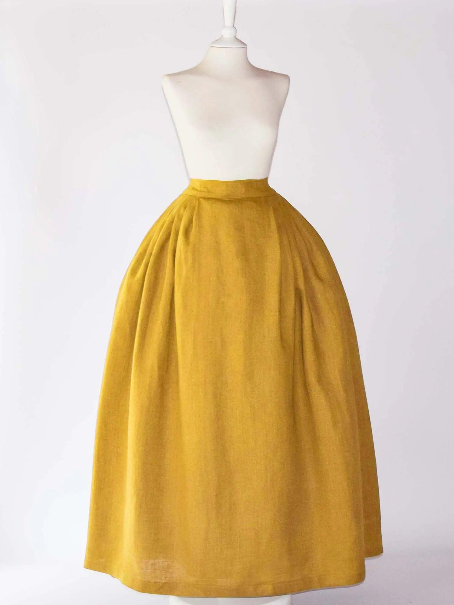 HELOISE, Historical Skirt in Mango Linen - Atelier Serraspina