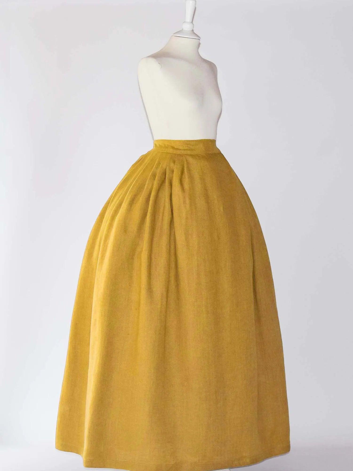 HELOISE, Historical Skirt in Mango Linen - Atelier Serraspina