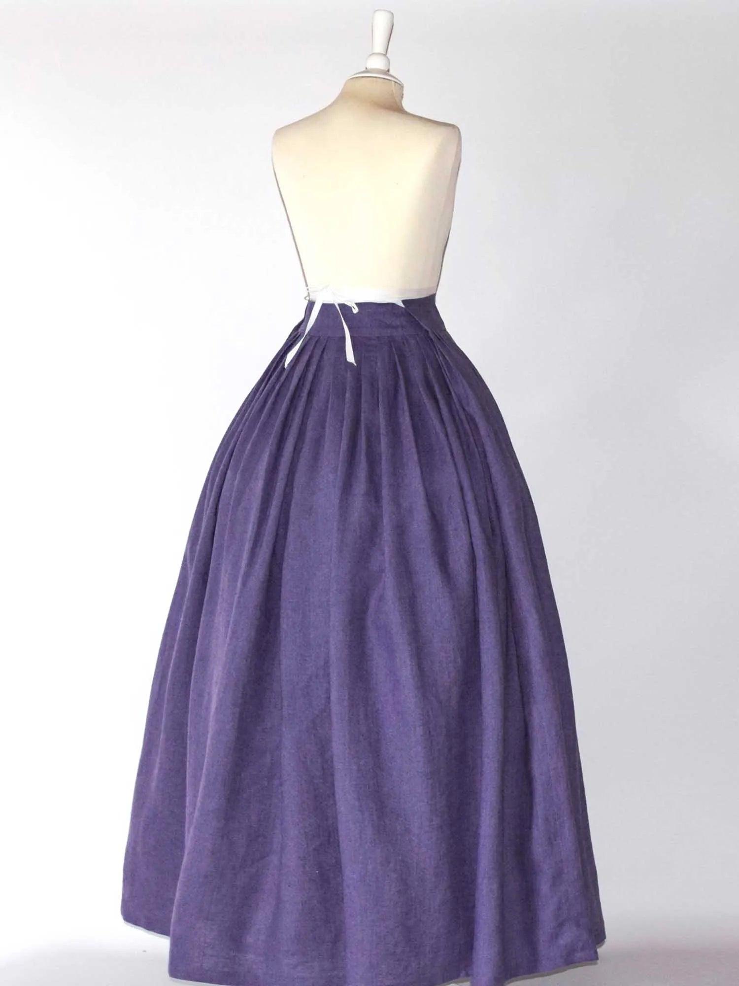 HELOISE, Historical Skirt in Plum Purple Linen - Atelier Serraspina