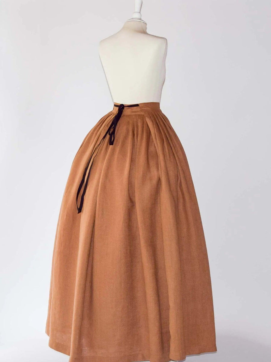 HELOISE, Historical Skirt in Toffee Linen - Atelier Serraspina