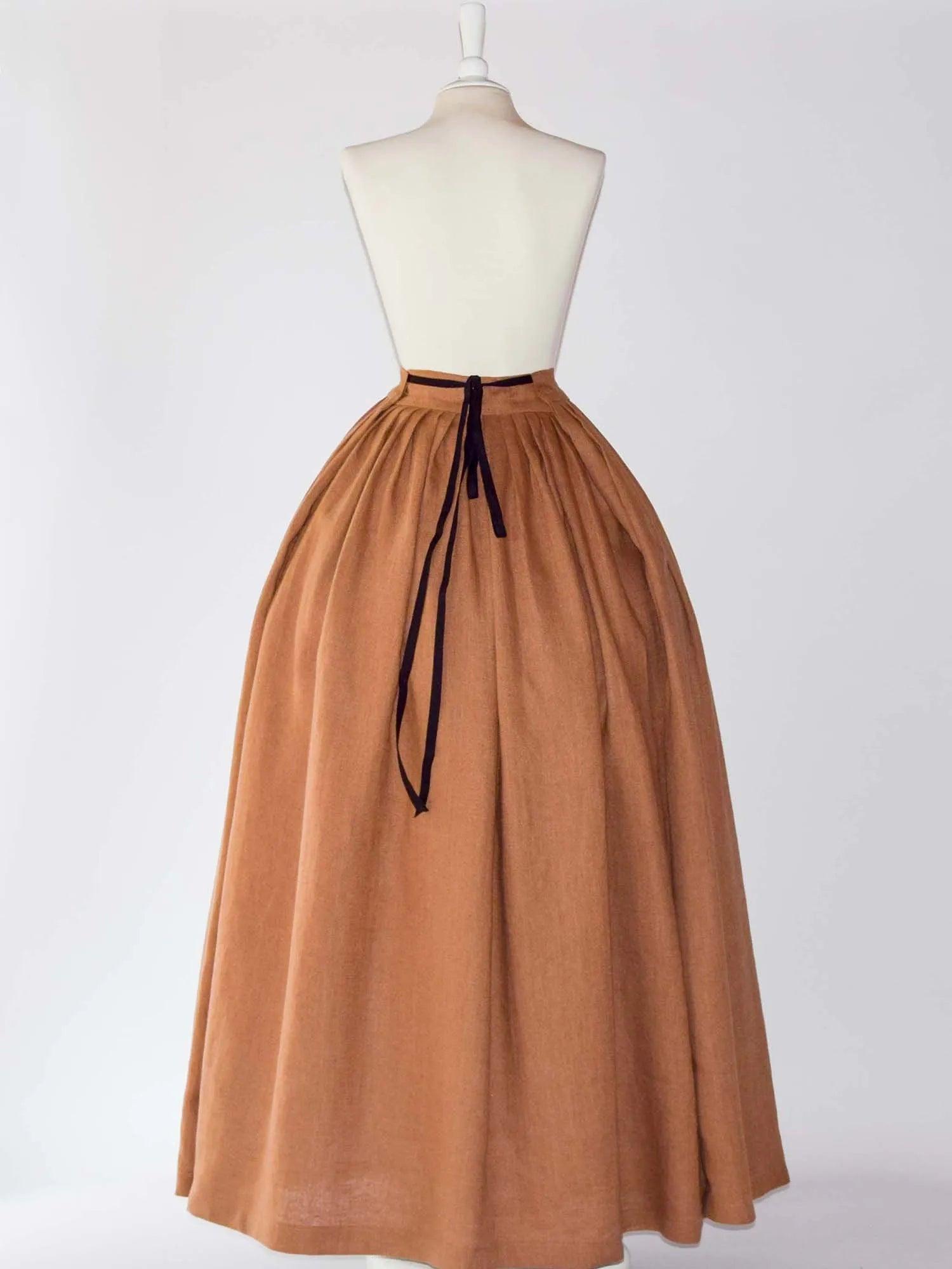 HELOISE, Historical Skirt in Toffee Linen - Atelier Serraspina