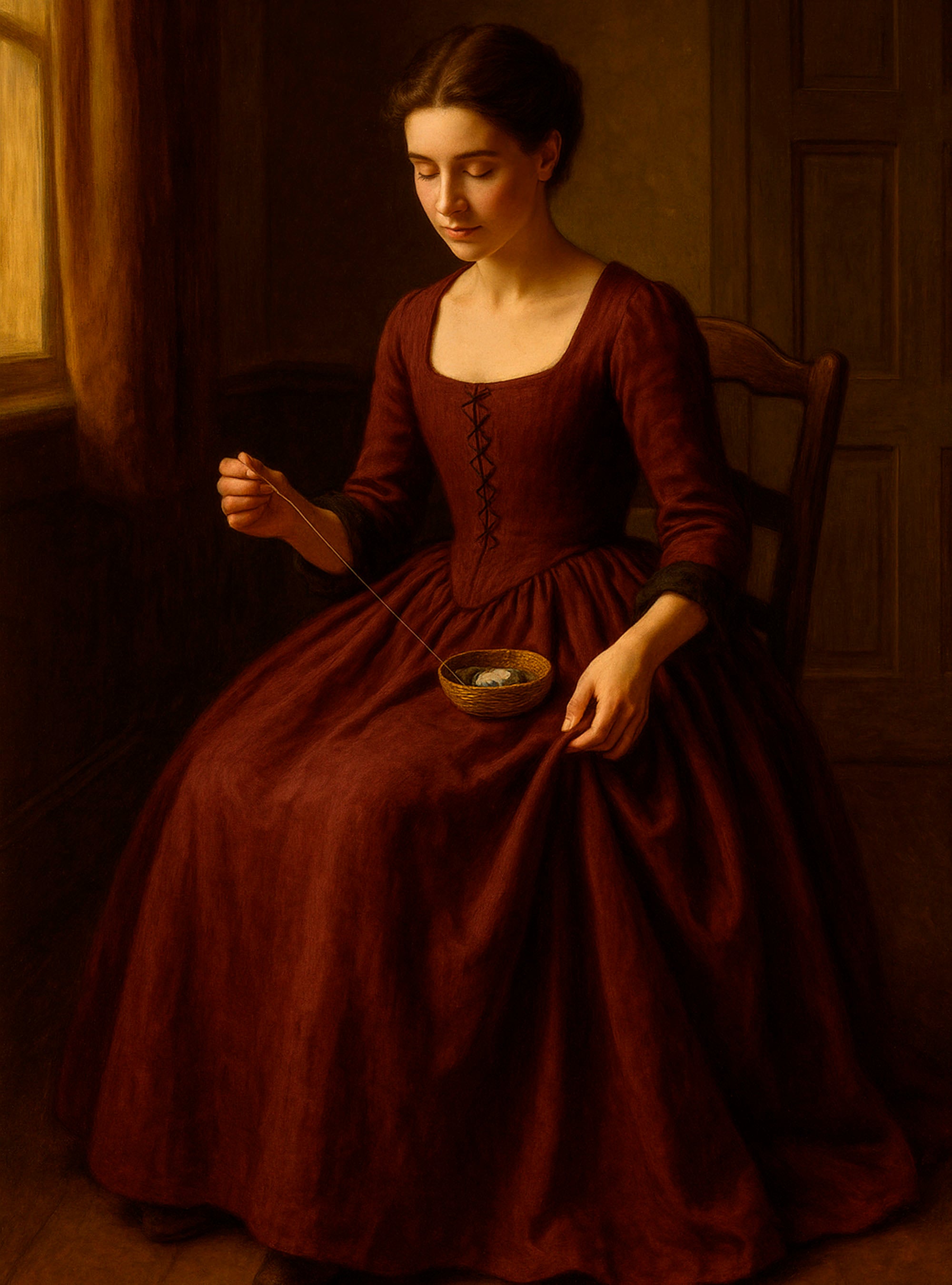 18th-Century Dress in Burgundy Linen by Atelier Serraspina