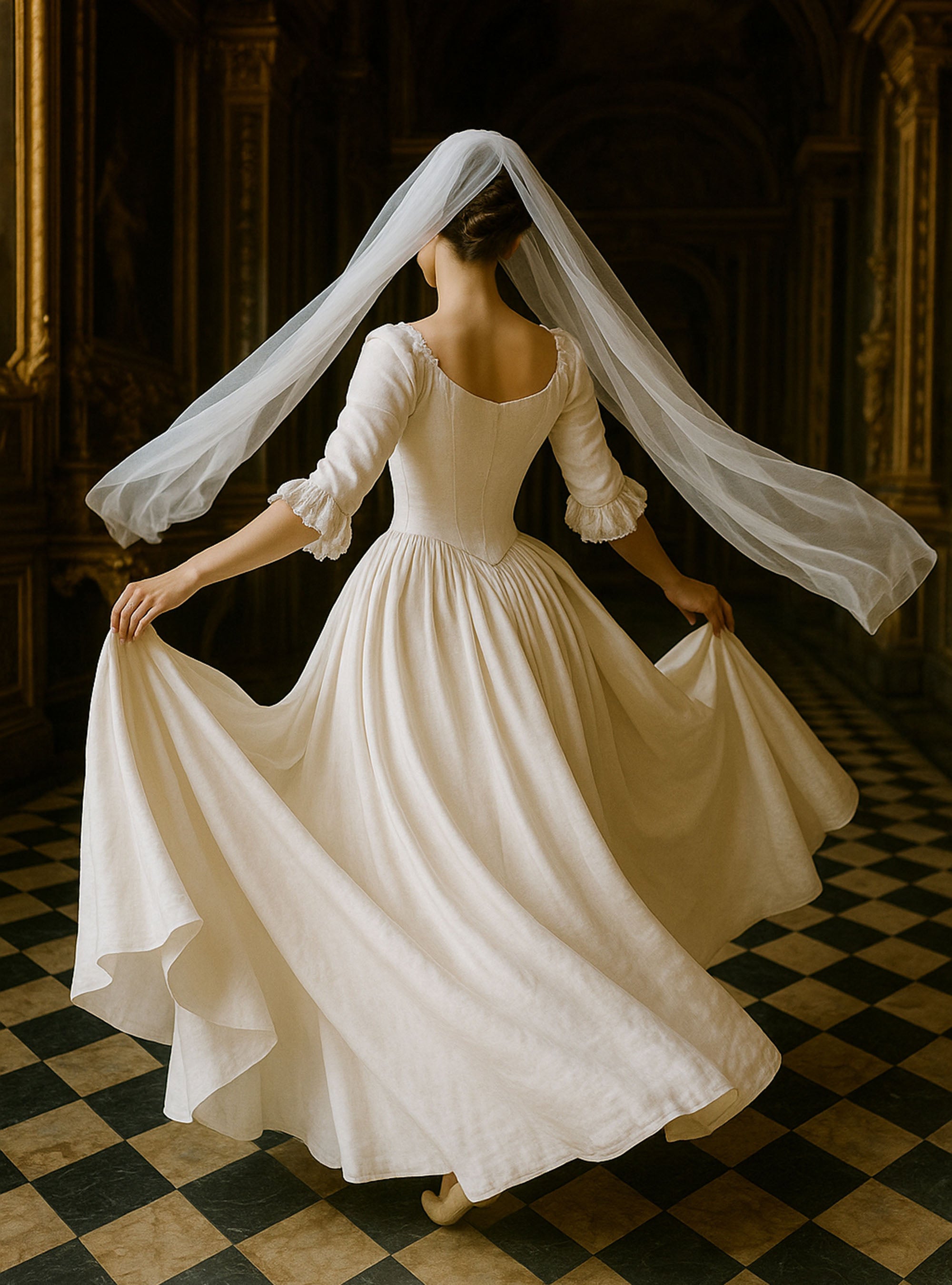 18th-Century Dress in White Linen - Atelier Serraspina