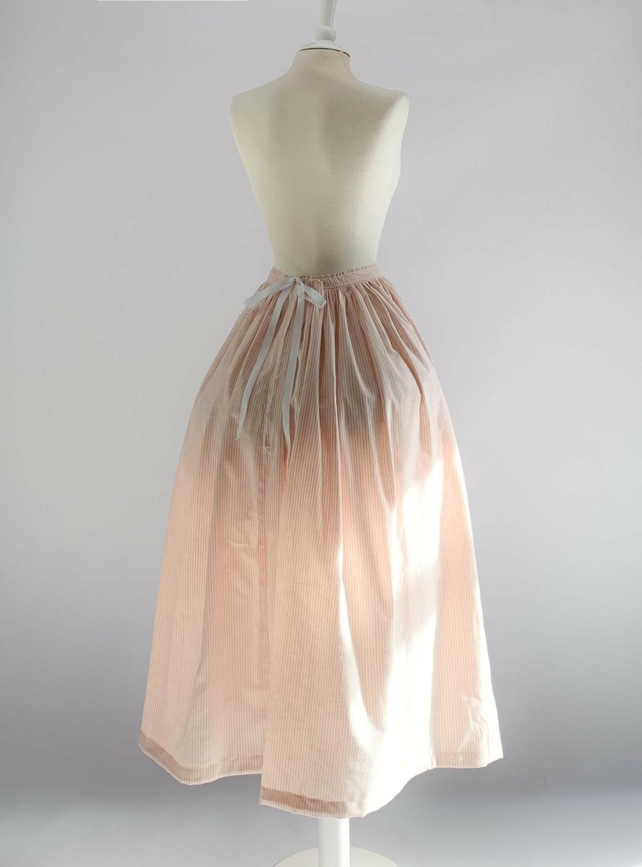 Historical Petticoat in Pink-Beige Stripes Cotton, Historical Costume- Atelier Serraspina