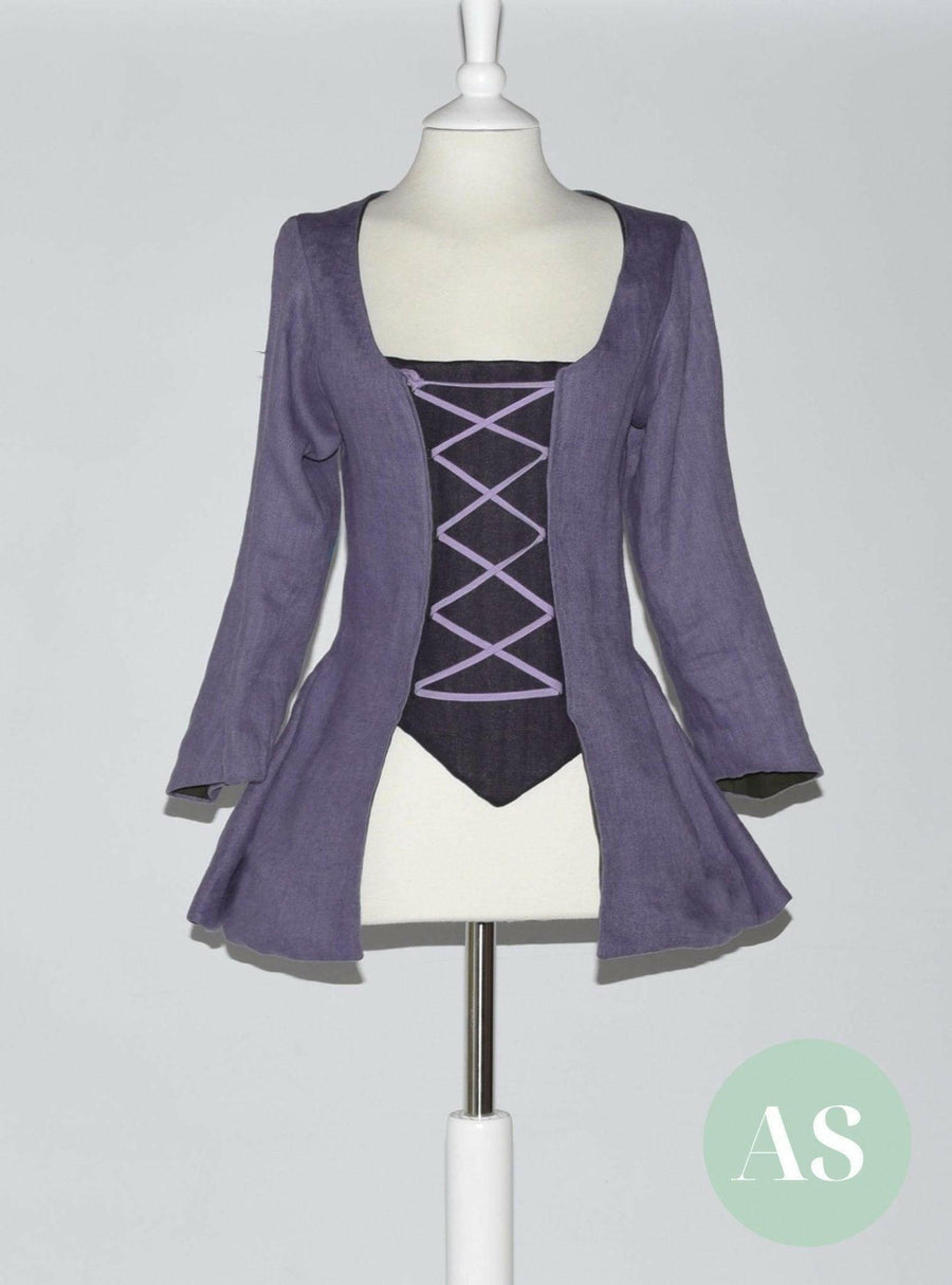 JANET, Colonial Jacket in Plum Purple Linen - Atelier Serraspina