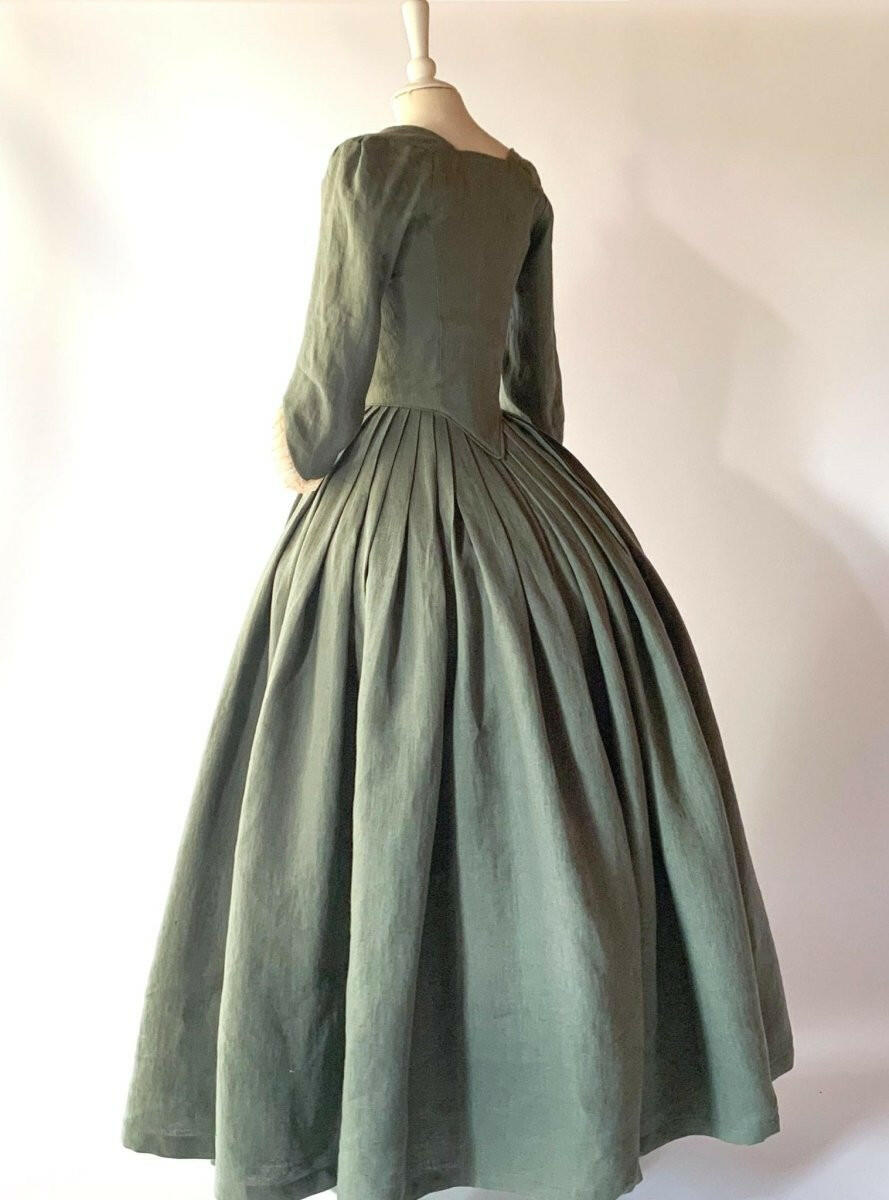 LOUISE, 18th-Century Dress Sage Green - Atelier Serraspina - 18th-century dresses